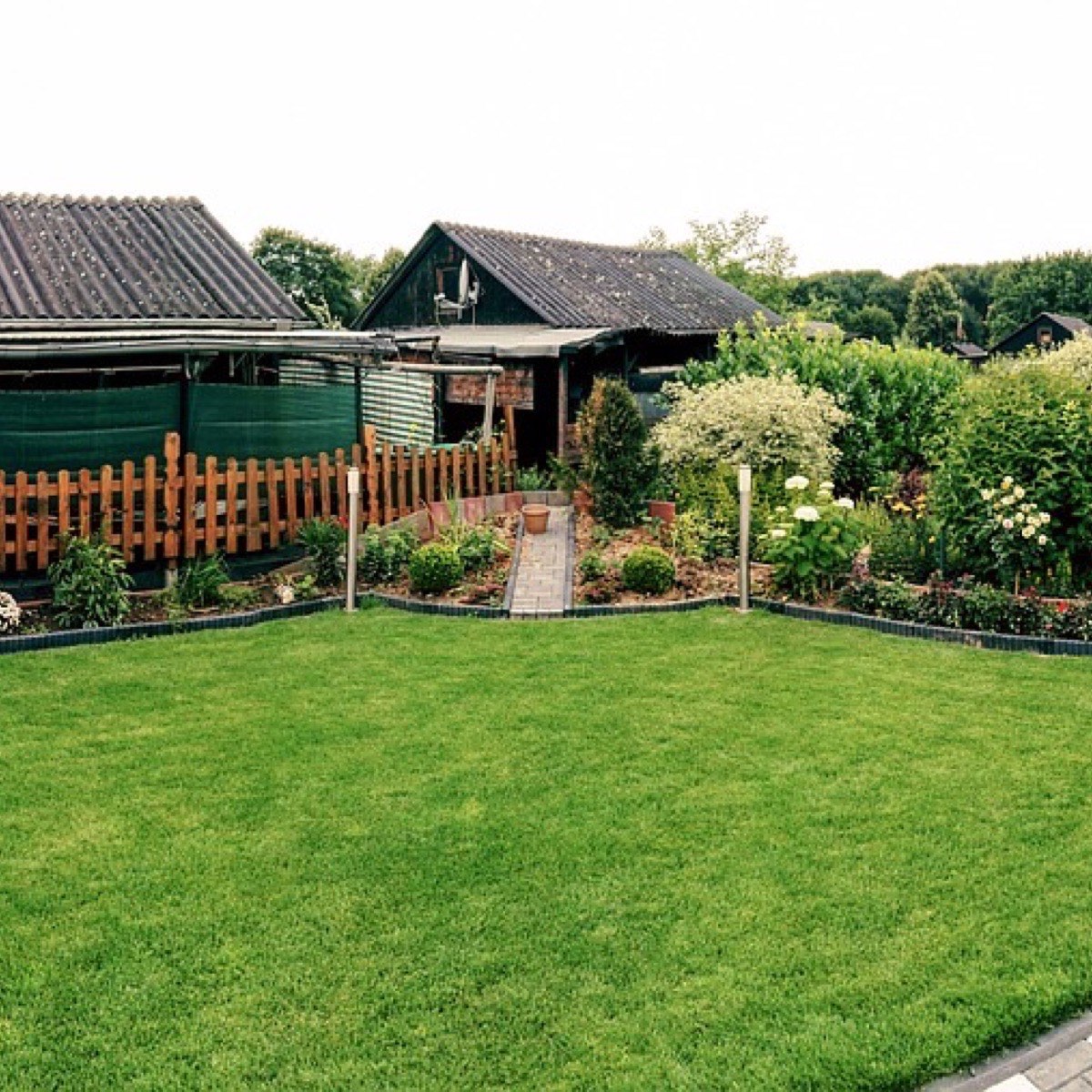 Aerial view of a large landscaped garden